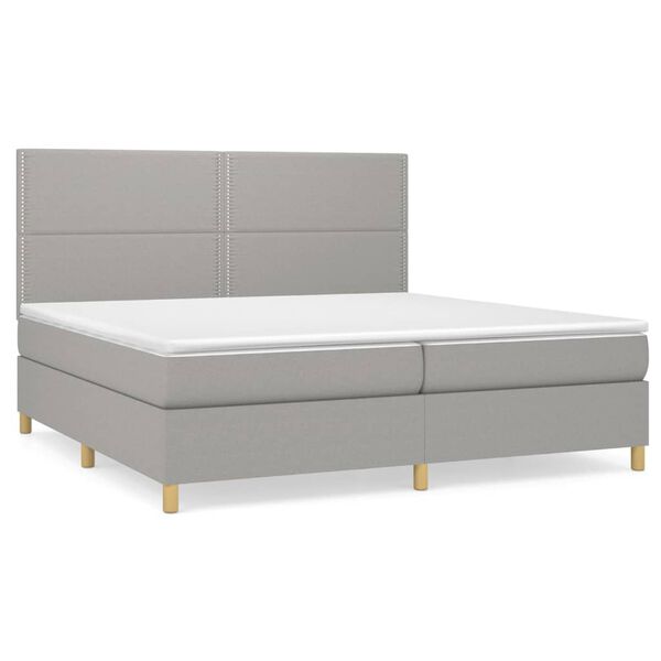 vidaXL Cama box spring con colch&oacute;n tela gris claro 200x200 cm