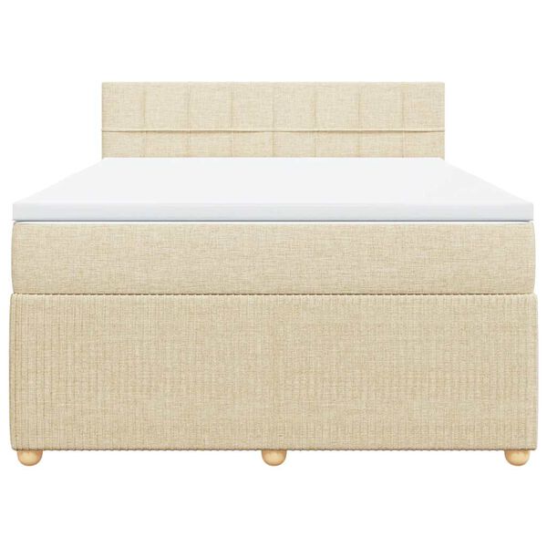 vidaXL Cama box spring con colch&oacute;n tela color crema 160x200 cm