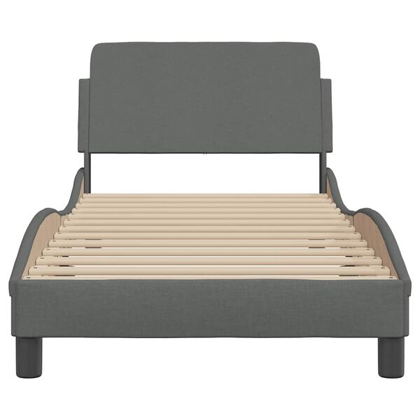 vidaXL Estructura de cama Dover tela gris oscuro 90x200 cm