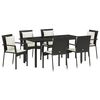 vidaXL Conjunto de Comedor de Jard&iacute;n 7 uds. Negro rat&aacute;n sint&eacute;tico