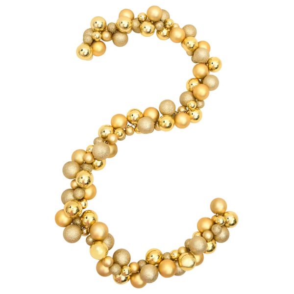 vidaXL Corona de bolas de Navidad poliestireno dorada 175 cm