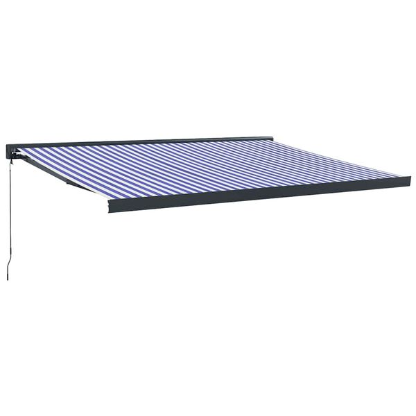 vidaXL Toldo retráctil aluminio y tela azul y blanco 4,5x3 m