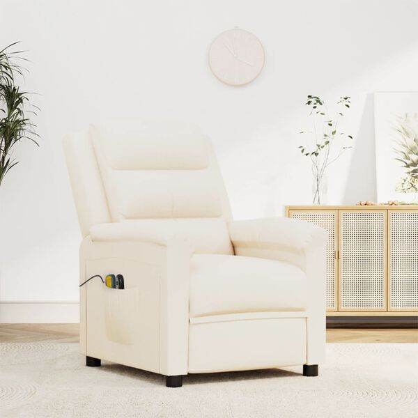 vidaXL Sillón de masaje eléctrico cuero sintético crema
