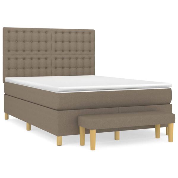 vidaXL Cama box spring con colch&oacute;n tela gris taupe 140x190 cm