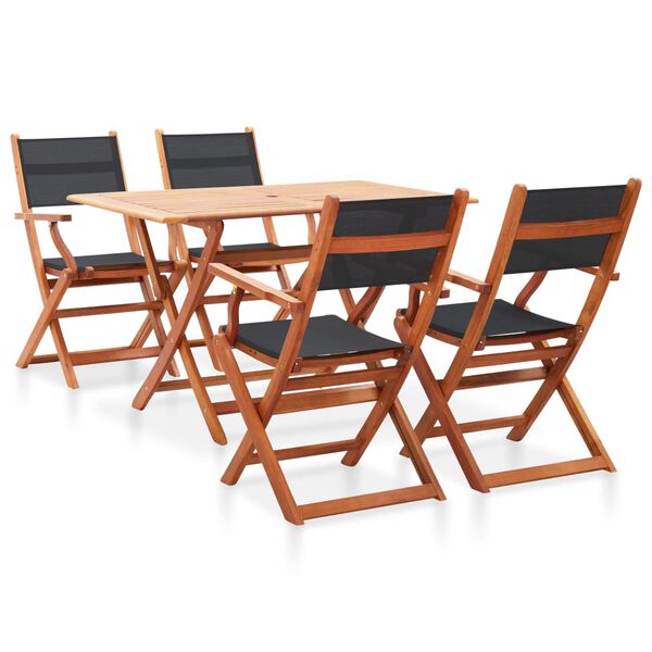 vidaXL Set de comedor para jard&iacute;n 5 pzas madera maciza eucalipto negro