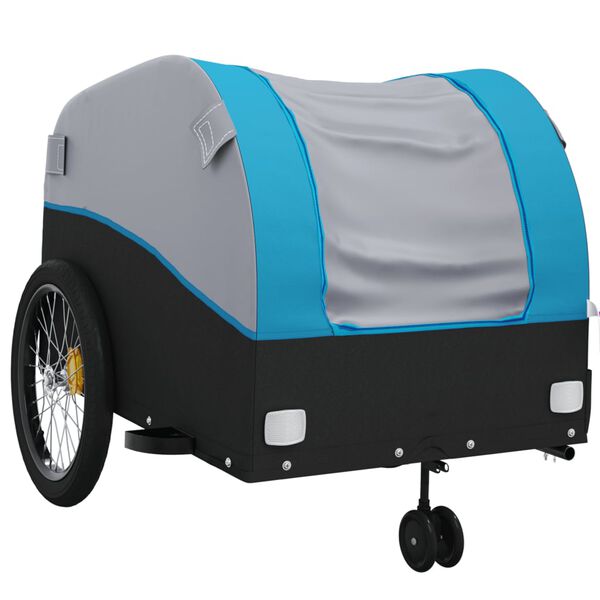 vidaXL Remolque para bicicleta hierro negro y azul 45 kg