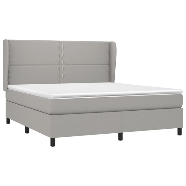 vidaXL Cama box spring con colch&oacute;n tela gris claro 180x200 cm