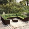 vidaXL Set de muebles de jard&iacute;n 11 pzas cojines rat&aacute;n sint&eacute;tico marr&oacute;n