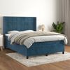 vidaXL Cama box spring con colch&oacute;n terciopelo azul oscuro 140x190 cm