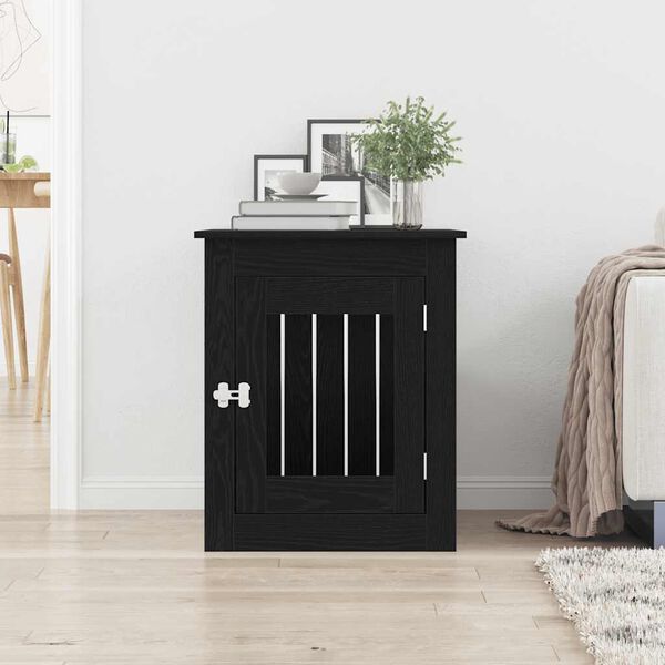 vidaXL Mueble para jaula de perro de roble negro, 55 x 75 x 65 cm, madera de ingenier&iacute;a