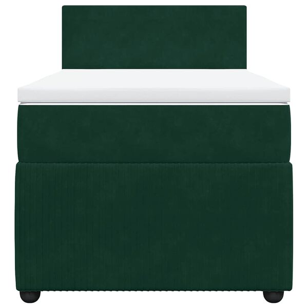 vidaXL Cama box spring con colch&oacute;n terciopelo verde oscuro 100x200 cm