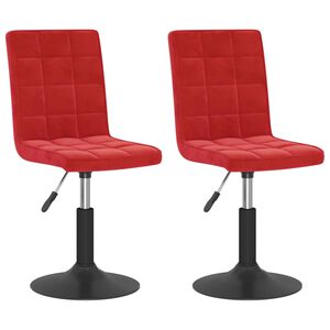 vidaXL Sillas de comedor giratorias 2 uds terciopelo rojo vino tinto