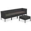vidaXL Set de muebles de jard&iacute;n 5 pzas y cojines rat&aacute;n sint&eacute;tico negro