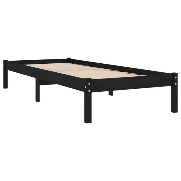 vidaXL Estructura de cama sin colch&oacute;n madera maciza negro 100x200 cm