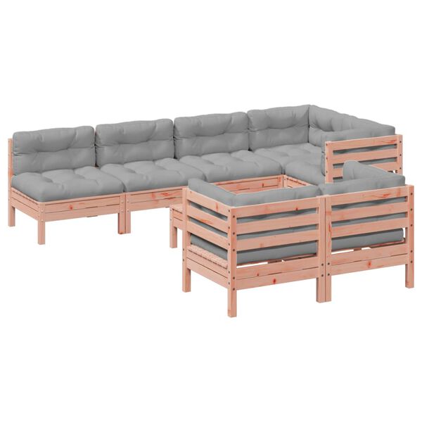 vidaXL Set de sof&aacute;s jard&iacute;n 8 pzas con cojines madera de abeto Douglas
