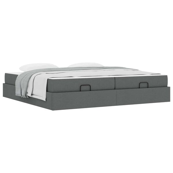 vidaXL Estructura de cama con colch&oacute;n 2 pcs Gris Tenue tela