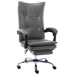 vidaXL Silla de oficina de cuero sint&eacute;tico gris antracita