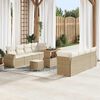 vidaXL Conjunto de sof&aacute; de jard&iacute;n 11 pcs Beige Polirat&aacute;n