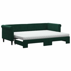 vidaXL Sof&aacute; cama nido con colch&oacute;n terciopelo verde oscuro 80x200 cm