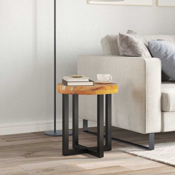 vidaXL Mesa de centro de madera maciza de teca y polirresina 40x45 cm