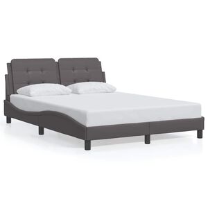 vidaXL Estructura de cama sin colch&oacute;n Zadar cuero sint&eacute;tico gris 120x200 cm
