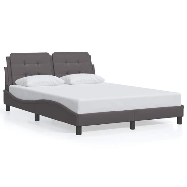 vidaXL Estructura de cama sin colch&oacute;n Zadar cuero sint&eacute;tico gris 120x200 cm