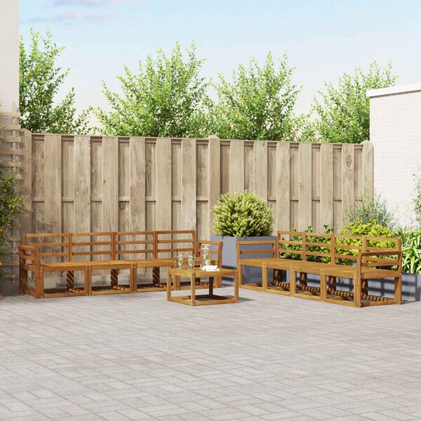 vidaXL Conjunto de sof&aacute;s de exterior 9 pcs Natural