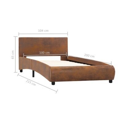 vidaXL Estructura de cama de cuero sintético marrón 100x200 cm