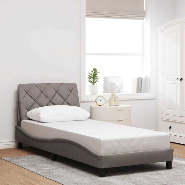 vidaXL Estructura de cama sin colch&oacute;n tela taupe 90x200 cm