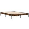 vidaXL Estructura cama madera ingeniería metal roble ahumado 150x200cm