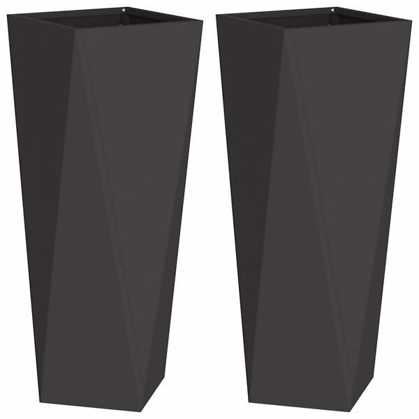 vidaXL Jardinera 2 pcs Negro 30 x 30 x 75 cm Acero