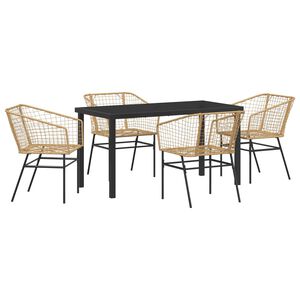 vidaXL Conjunto de Comedor de Jard&iacute;n 5 pcs Marr&oacute;n rat&aacute;n sint&eacute;tico