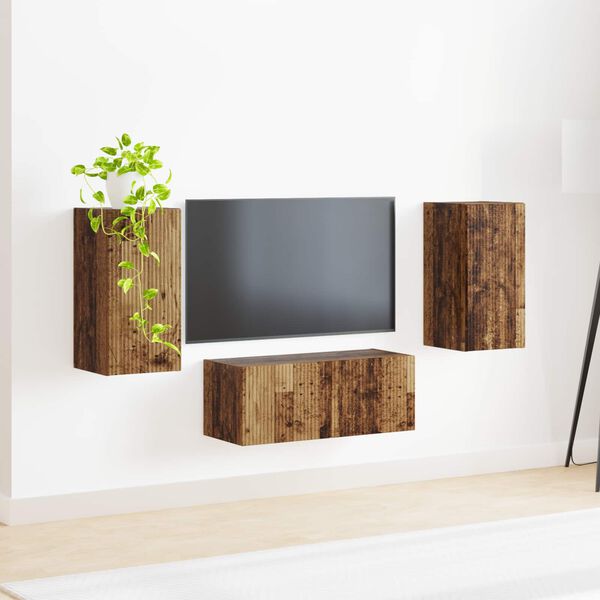 vidaXL Conjunto de mueble de TV Montaje en la pared 6 pcs Madera vieja