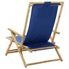 vidaXL Silla de relax reclinable de bambú y tela azul marino