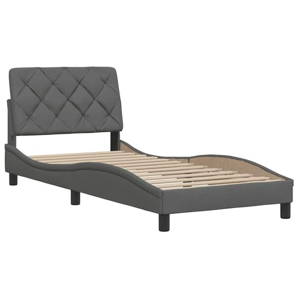 vidaXL Estructura de cama sin colch&oacute;n tela gris oscuro 80x200 cm