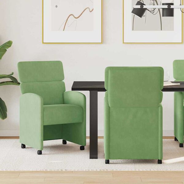 vidaXL Sillas de Comedor con Ruedas 2 pcs Verde claro 58 x 65 x 98 cm