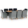 vidaXL Set comedor jard&iacute;n 9 pzas y cojines rat&aacute;n sint&eacute;tico gris claro