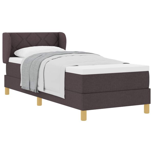 vidaXL Cama tipo Box Spring con colch&oacute;n Marr&oacute;n Oscuro 80 x 200 cm tela