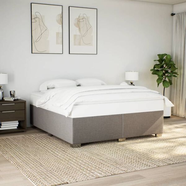 vidaXL Cama box spring con colch&oacute;n tela gris taupe 180x200 cm