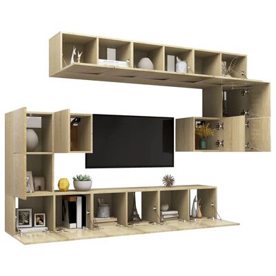 vidaXL Set de muebles salón TV 10 pzas madera ingeniería roble Sonoma