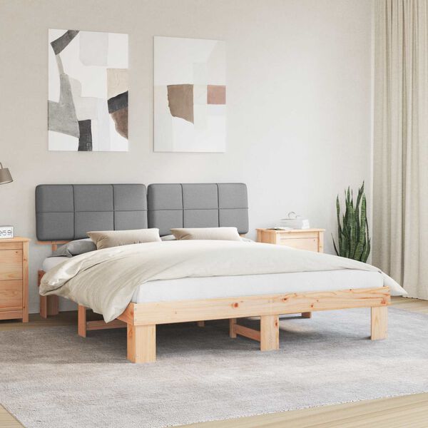 vidaXL Estructura de Cama con Cabecera Tapizada Gris Claro