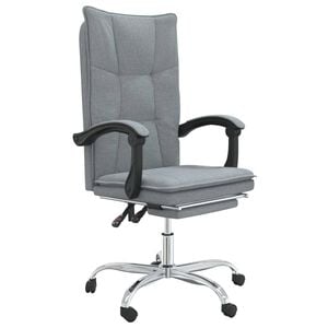vidaXL Silla de oficina reclinable de tela gris claro