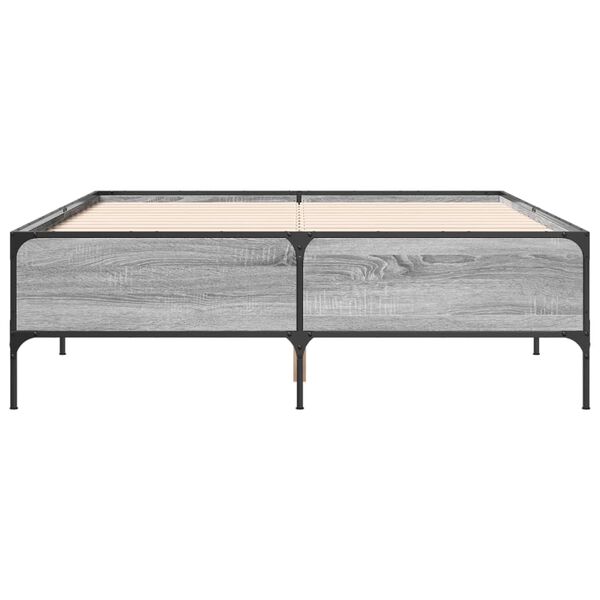 vidaXL Estructura cama madera ingenier&iacute;a metal gris Sonoma 160x200 cm
