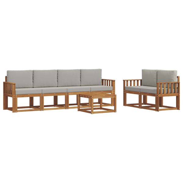 vidaXL Conjunto de sof&aacute;s de exterior 7 pcs Gris Natural y Claro