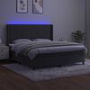 vidaXL Cama box spring colch&oacute;n y LED terciopelo gris oscuro 180x200 cm