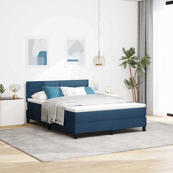 vidaXL Cama tipo Box Spring con colch&oacute;n Azul 140 x 200 cm tela