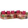 vidaXL Puf modular de 4 plazas de tela patchwork