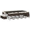 vidaXL Set comedor de jard&iacute;n y cojines 15 pzas rat&aacute;n sint&eacute;tico marr&oacute;n