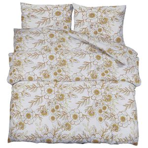 vidaXL Juego de funda n&oacute;rdica algod&oacute;n blanco y marr&oacute;n 200x200 cm