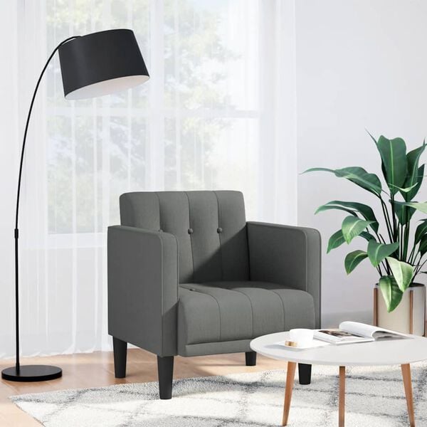 vidaXL Sill&oacute;n con reposabrazos de tela gris oscuro 53 cm